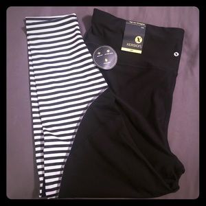 Black with b&w stripes leggings - plus size